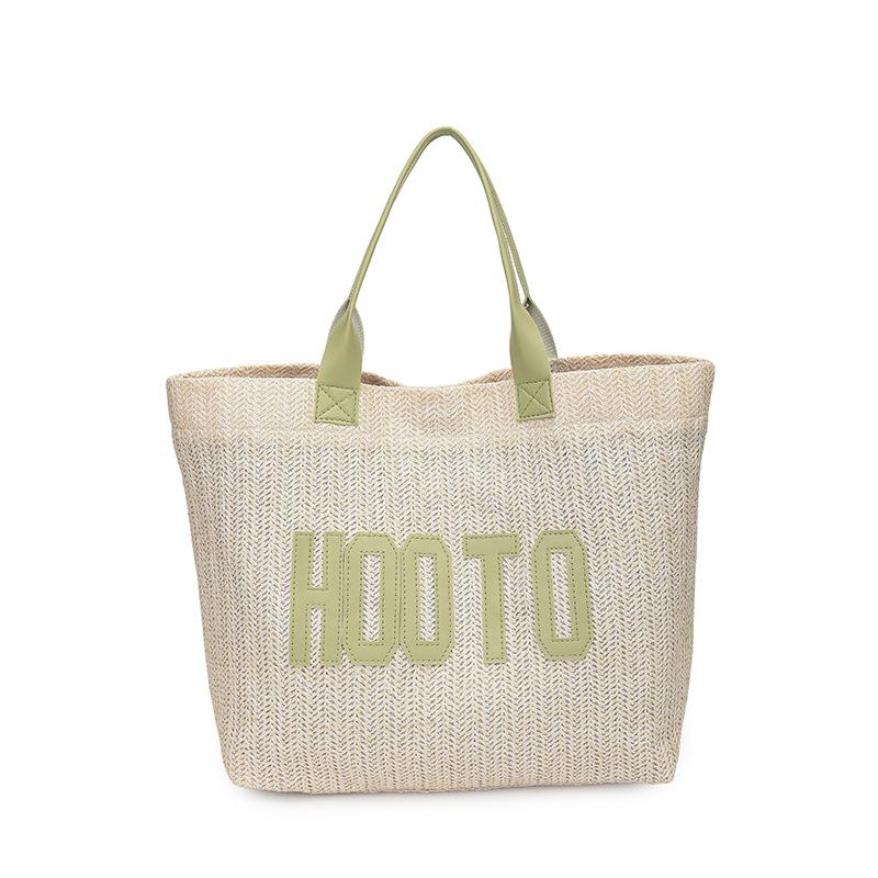 

Simple casual letter large capacity fashion handbag summer new woven shoulder underarm tote bag зелений