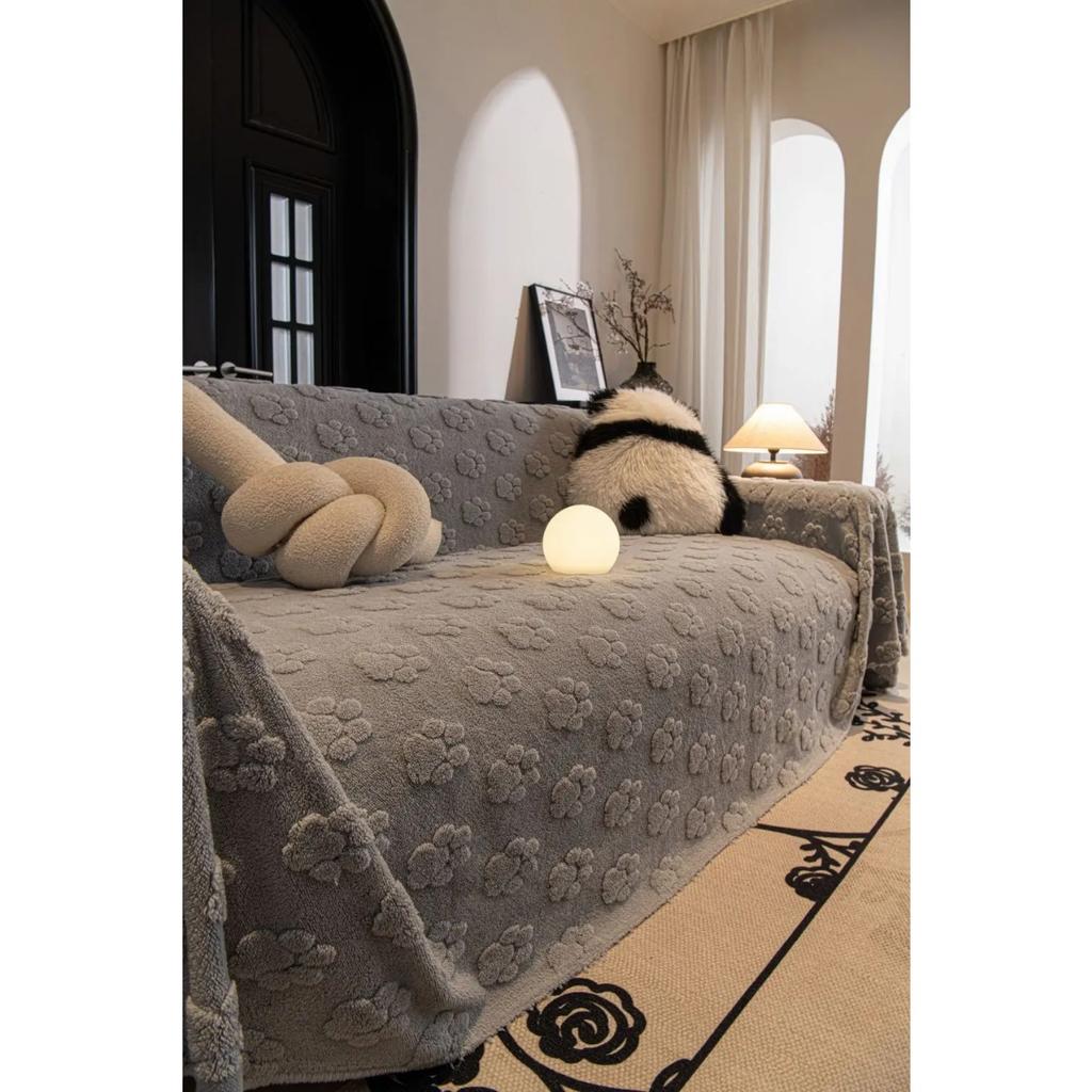 Funda Sofa Living Room Footprint Jacquard Thick Warm Sofa Throw  Winter Sherpa Camping Picnic Sofa Cover