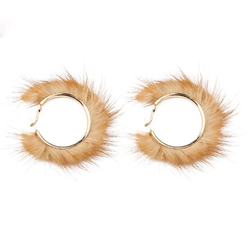 1 Paar Schmuck Wunderschönes Plüschdesign Alltags-Ohrringe Mode Goldene Kreolen Vielseitiges Flauschiges Fell-Kreoldesign Niedlich Mehrfarbig