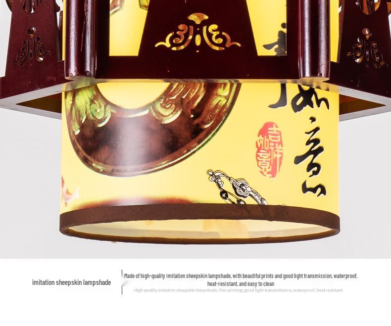 Antike massive Holz-Pendelleuchte im chinesischen Stil für Balkon, Teeraum, Flur oder Wohnzimmer.