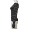 Harajuku Basic Slim Long Sleeve Stripe Tee Off Shoulder O Neck Korean Street Style Spring Autumn Y2K Women's Gray T Shirt