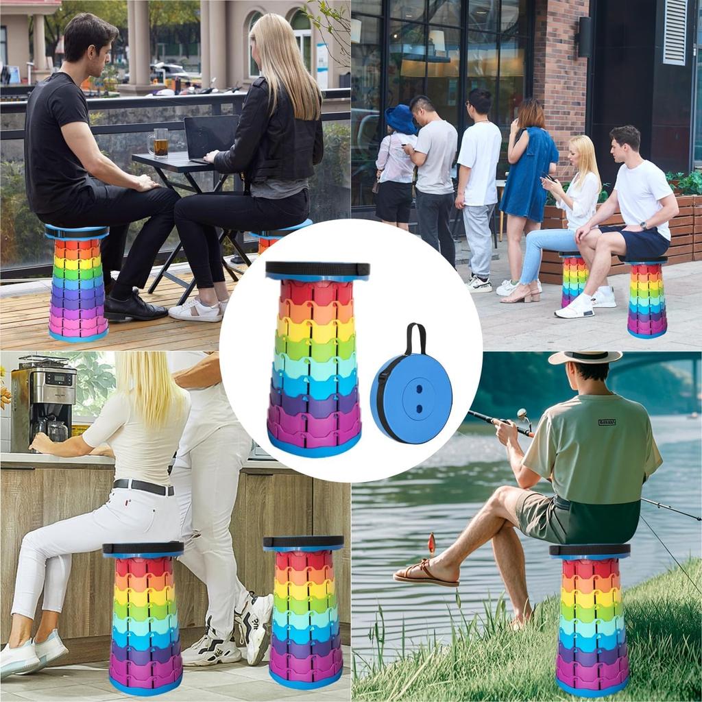 Extendable Folding Outdoor Camping Easy to 150kg Load Opens and Closes in 10 Height Suitable for Sports Spectating Indoor and Outdoor Use Chair,