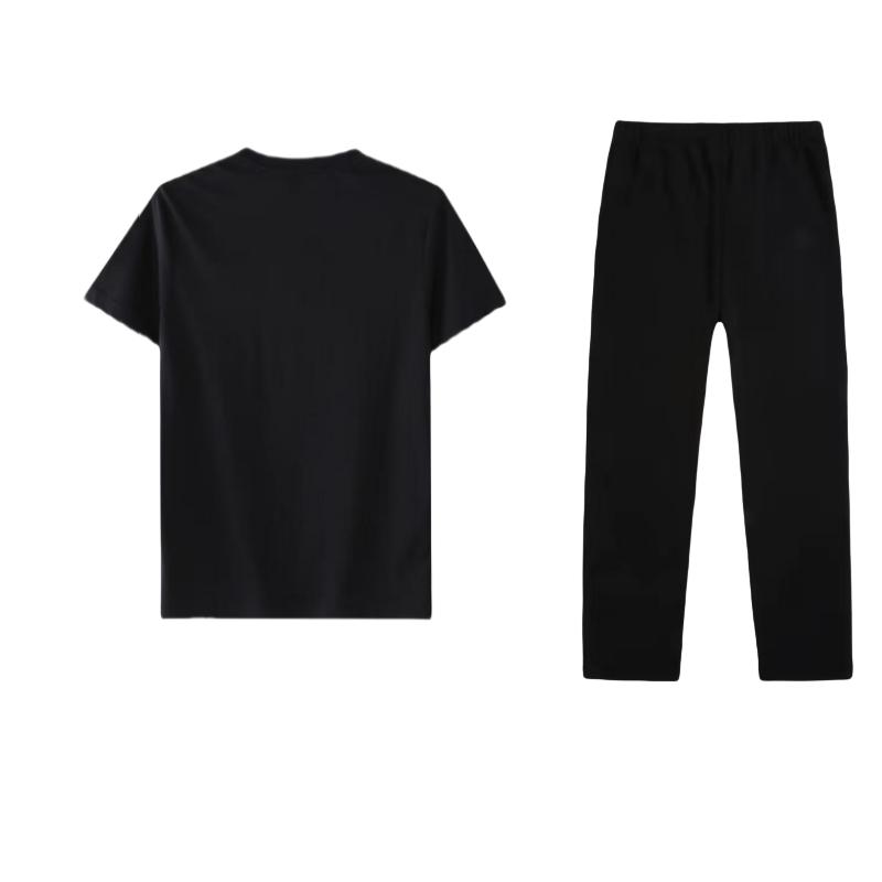 Li-Ning Loose Big Logo Round Neck Short Sleeve T-Shirt Casual Straight Leg Pants Sports Set Men sets Black AKLUA81-1+ATSQ163-1