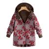  Womens Winter Warm Outwear Floral Print Hooded Pockets Vintage Oversize Coats