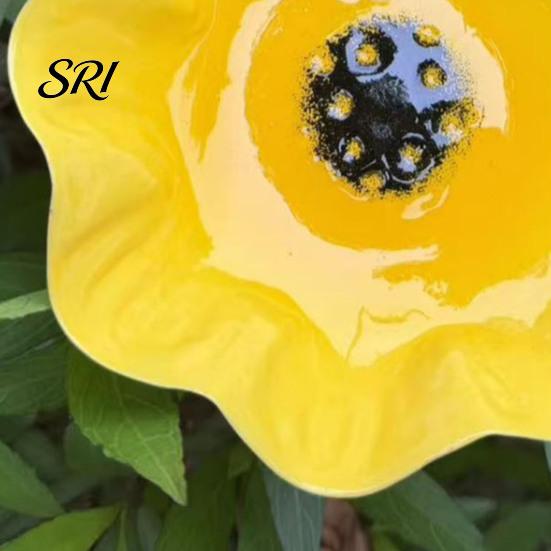 Patio Planter Accessory Handmade Flower Garden Stake Ground Insert Bee Butterfly Watering Station Decorative Pollinator Water Bird Bath Drinking Bowl