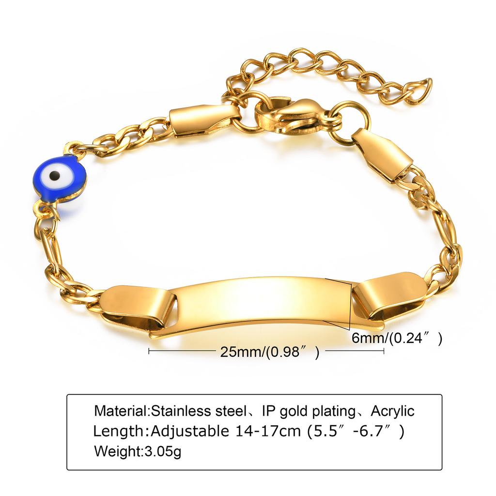 Custom Personalized Name ID Bracelet Gilrs Boy Gifts, Stainless Steel Curb Chain Link Crown Bracelet Not Allergic