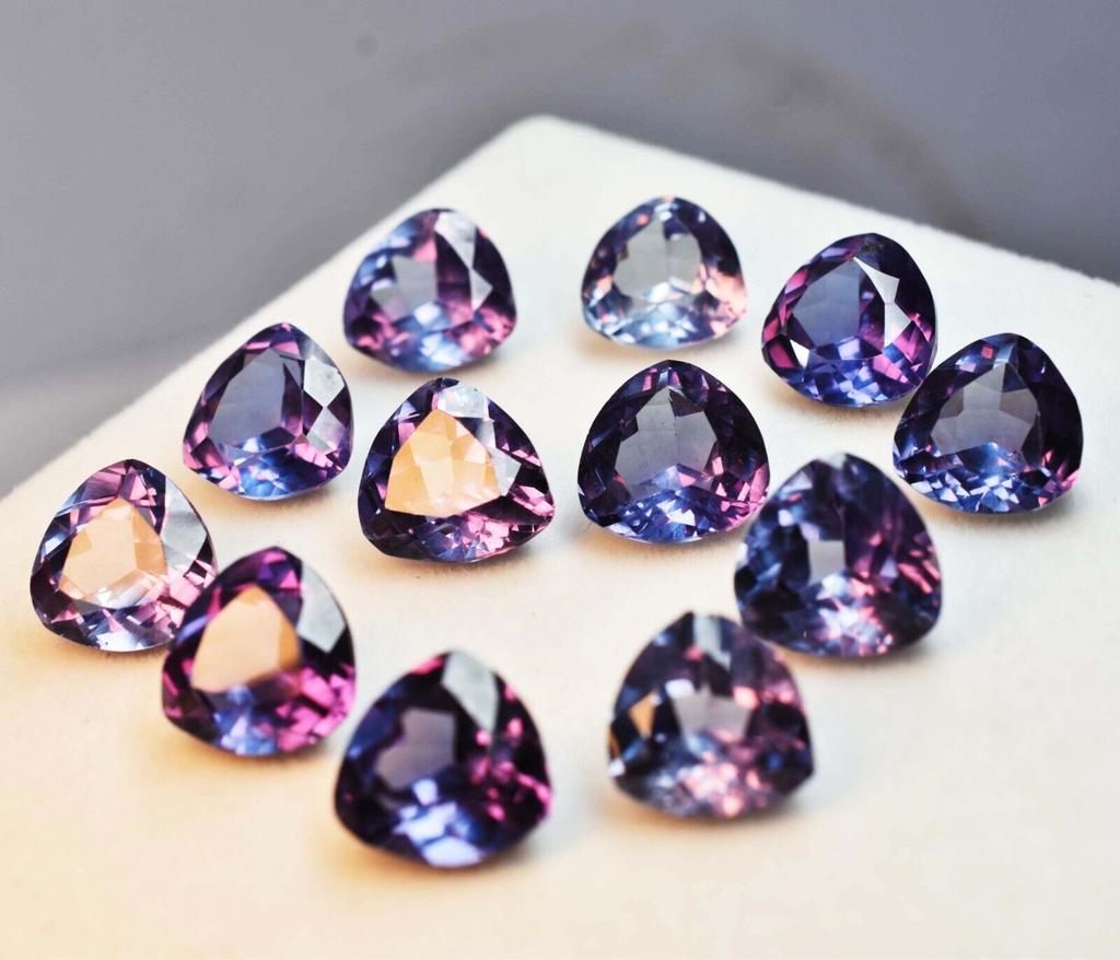 12 Pcs Natural Alexandrite Gemstone Color Change Trillion Lot 96 Ct CERTIFIED Ssr-873658