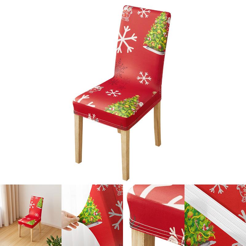 

Christmas Chair Cover Stretch Printed Geometric Pattern Anti Slip Scratch Resistant Dustproof Comfortable Minimalist Seat Cover 1pc