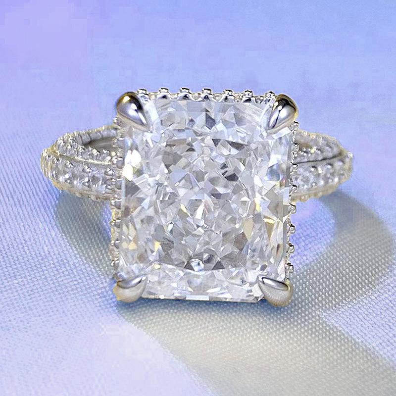 Hui Zhi Yi S925 Silver Diamond Ring 10x12mm - 2023 European & American Bestseller