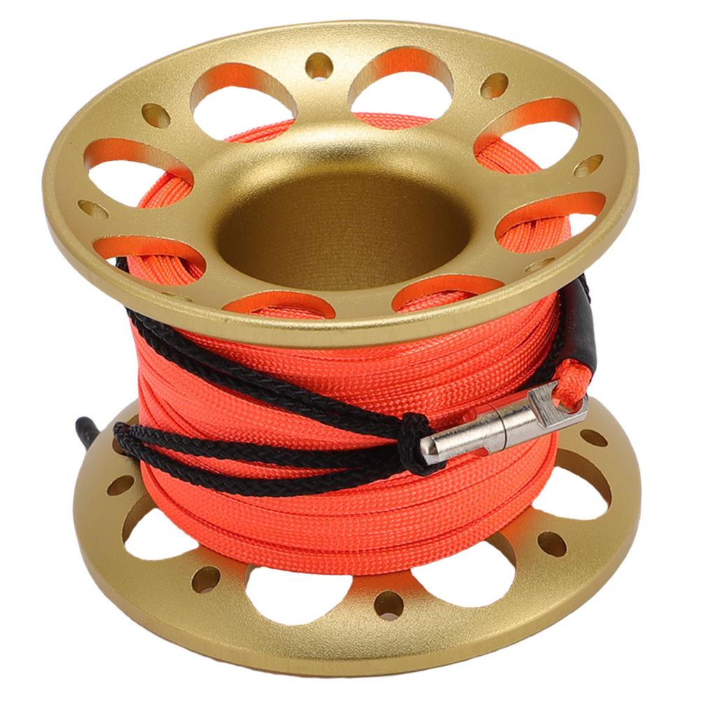 15m Cable Scuba Diving Reel Aviation Aluminum Diving Line Reel with Double Ended Hook for Outdoor Boating Marine