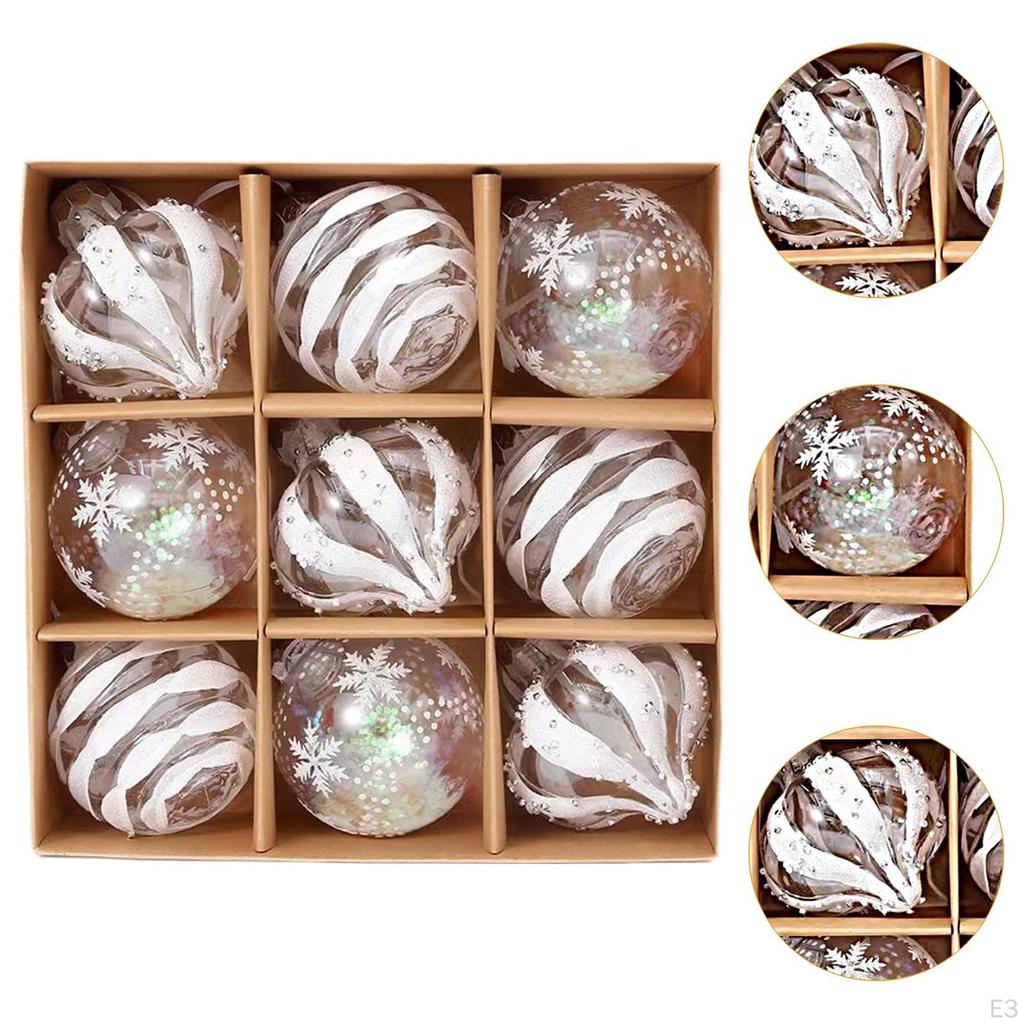 9 Pieces Christmas Ball Ornaments Decorative Baubles Charm Pendants Shatterproof Xmas Tree