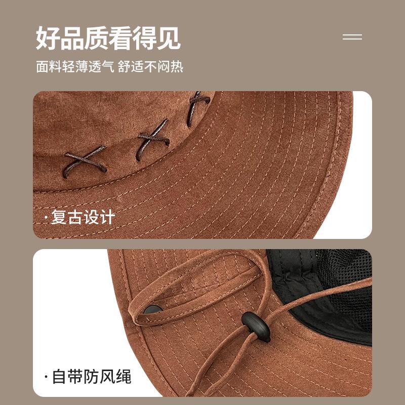 American retro western cowboy hat women's winter outdoor climbing hat western Sichuan travel visor men's sunscreen bucket hat