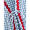 Vintage žena mřížkovaný tisk srdce patchwork šněrovací halenka dámská volná elegantní výstřih do V packet párty venkovní topy dívky jaro a léto