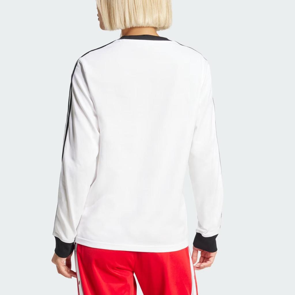 Adidas Originals Adicolor Series 3-Stripes Crew Neck Pullover Striped Long Sleeve Casual Sports Tops Women White JC5776