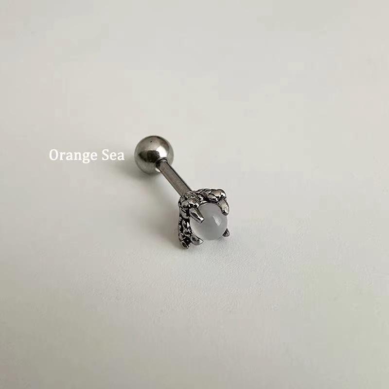 

Orange Sea Babes Mini Opal Dragon Claw Earrings Unique Piercing Titanium Steel Cochlear Earrings. Rod білий