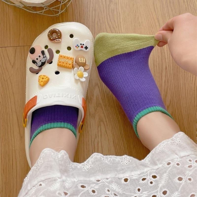 Color-blocked Letter Socks Women's Trendy Summer Thin Boat Socks Men's and Women's Sports Invisible Socks