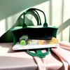 Reusable Felt Tote Bag Wavy Color Block Design Snap Closure Large Capacity for Picnic Shopping Office Commute