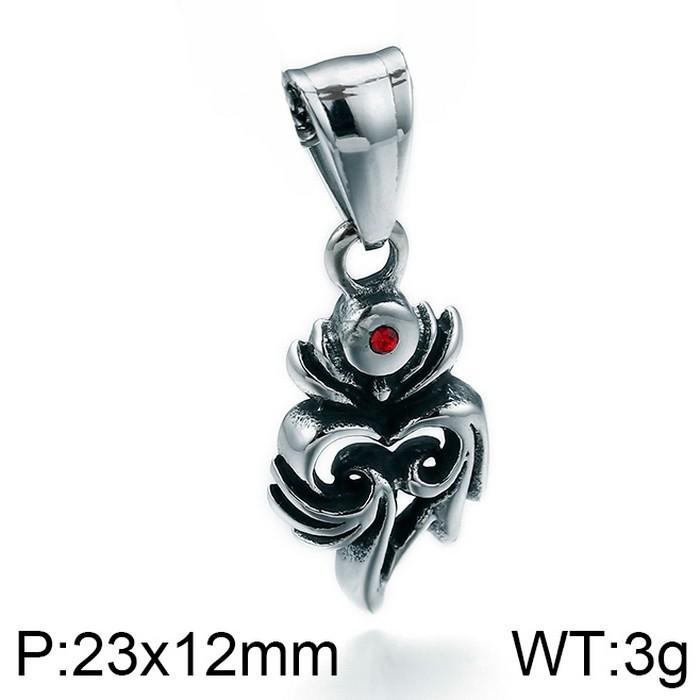 Vintage Cross Flower Inlaid With Black Zircon Necklace, Punk Style Personality Smeared Feathers Pentagram Titanium Steel Men'S Pendant
