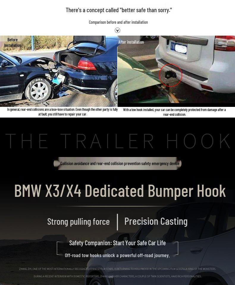 Compatible BMW X3/X4 Trailer Hitch & Rear Tow Hook Set