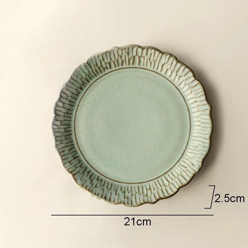 Retro Relief Ceramic Dinner Plate Restaurant Steak Plate Dessert Pasta Plates Fish Plate Molecular Cuisine Specialty Tableware