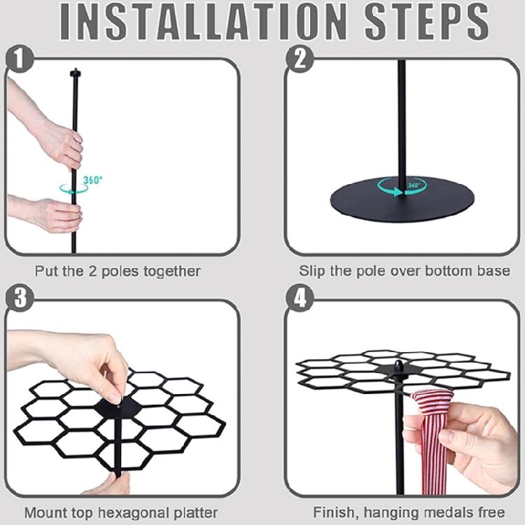 Medaillen-Präsentationsständer Drehbarer Metallständer Verstellbarer Ständer Stilvolles Medaillen-Präsentationsregal Geeignet für sportliche Leistungen