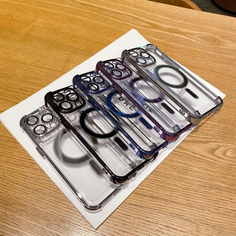 Luxuriöse, stoßfeste Panzerung für die kabellose Magsafe-Ladehülle für das iPhone 15 14 Plus 13 12 11 Pro Max, klare magnetische Abdeckung