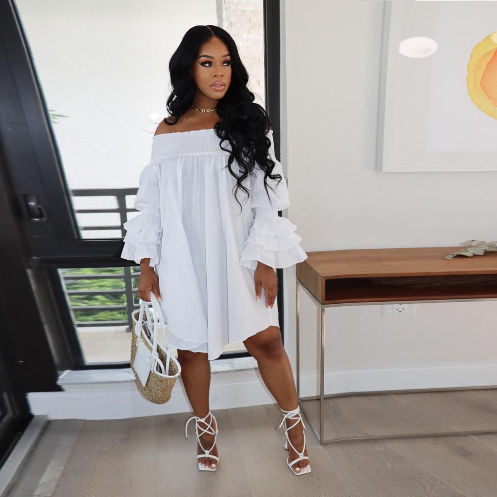 European & American Off-Shoulder Slim Fit Dress