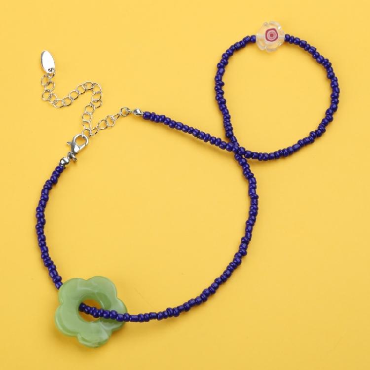 Flower Beaded Pendant Necklaces Small Chain Necklace Choker Pendant Necklaces