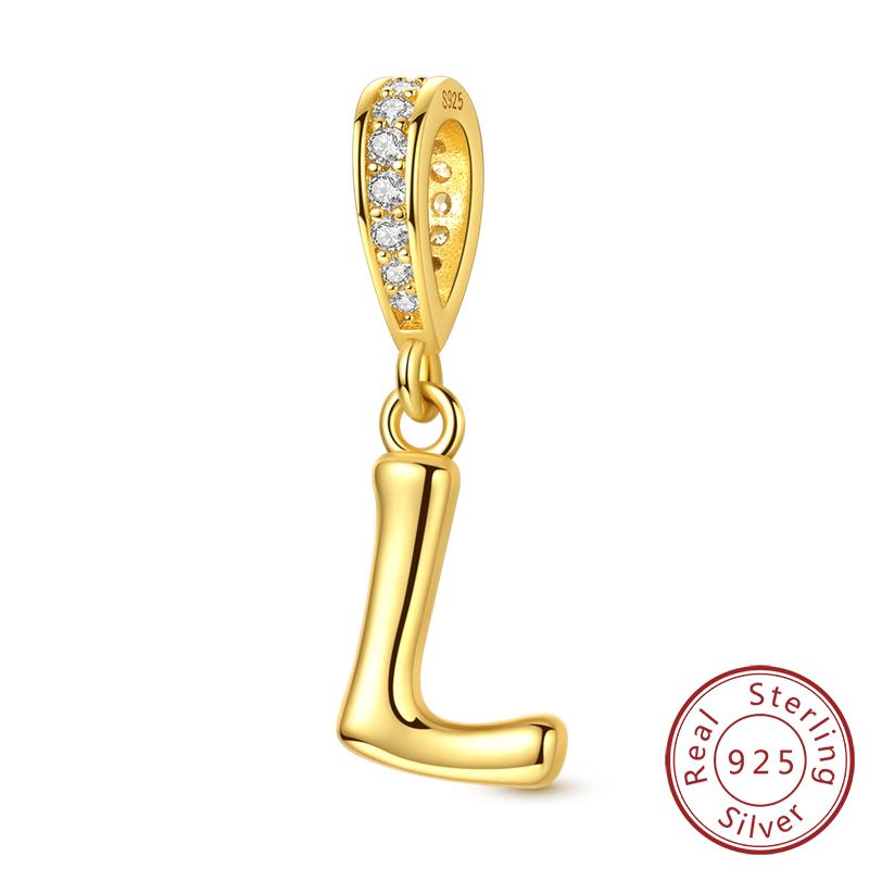 Dekorative Charms Perlenelemente Echtes Kupfer A-Z Alphabet 26 Buchstaben Charm Dekorationen Anhängerstück Geeignet Für Authentischen Armreif Armband