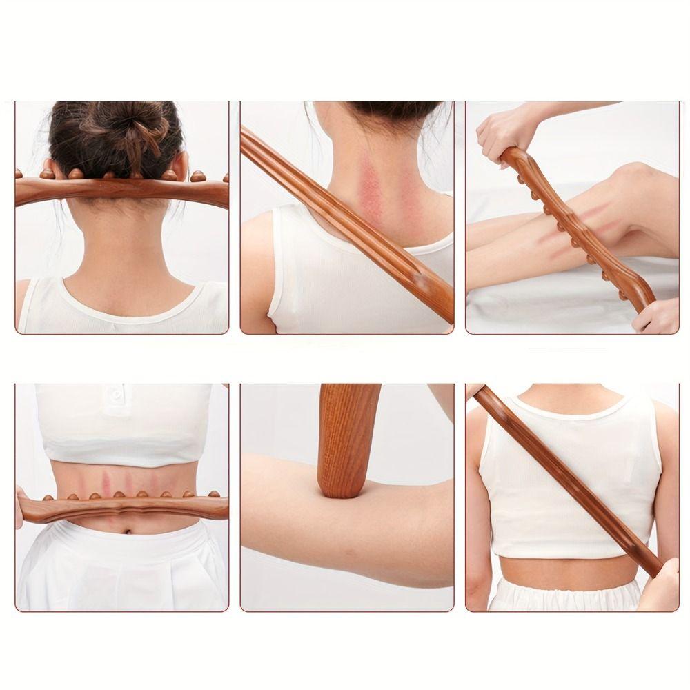 Body Shaping Gua Sha Massage Stick Handheld Wooden Body Massager Meridian Wand  Neck