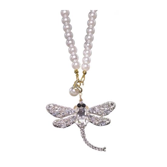 Rhinestone Dragonfly Car Hanging Mirror Pendant for Ornament Bling Rearview Vehicle Sparkling Interior белый