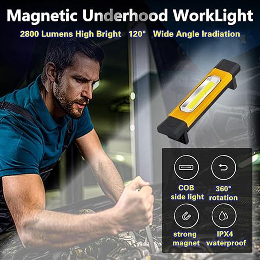 Rechargeable Powerful COB LED Work Light Car Garage Mechanic Lamp USB Flashlight Magnetic Torch Emergency Light Warning Light