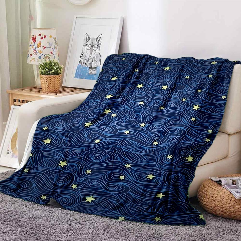 1pc Wave Star Blanket, Lightweight Flannel Throw Blanket for Sofa, Bed, Travel, Camping, Living Room, Office, Couch, Chair, and Bed