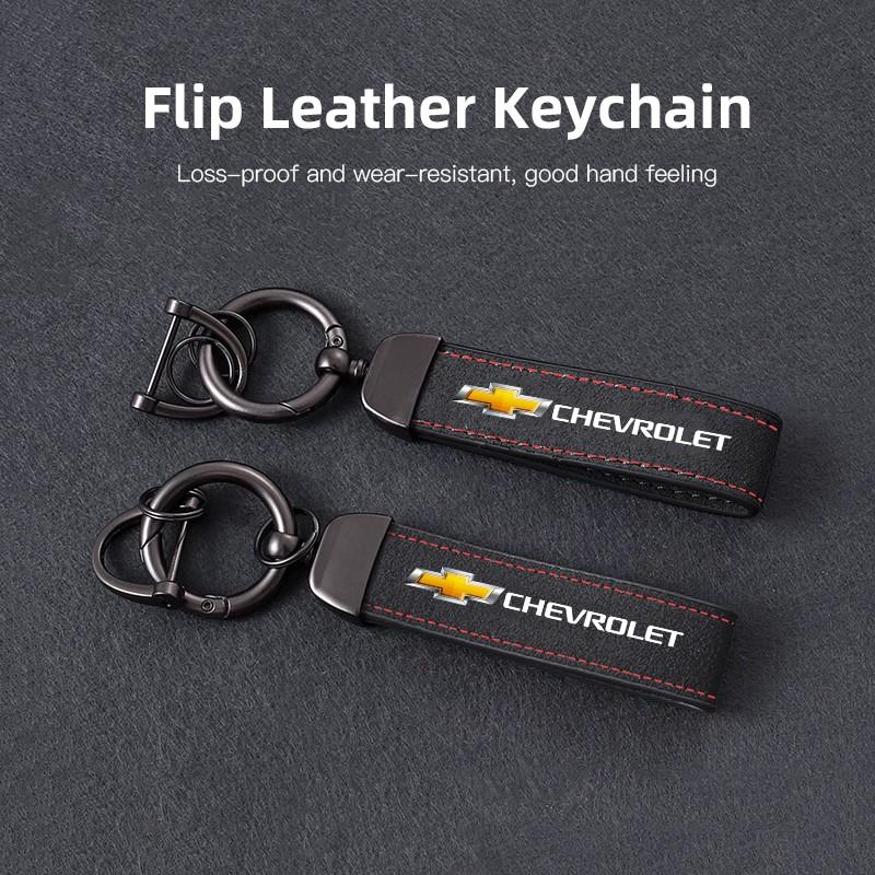 Suede Leather Car Keychain Business Gift with Logo Keyring Accessories For Chevrolet Spark Captiva Cruze Tracker Orlando Trax