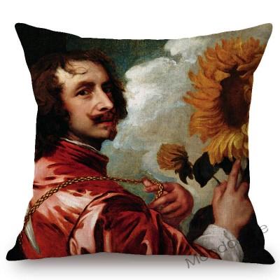 Van Dyck Renaissance Baroque Famous Oil Painting Royal Court Lady Wall Art Sofa Pillow Case Mourning Christ Linen Cushion Cover