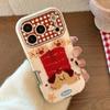 Korean Cartoon Embroidery Plush Animals Leather Texture Phone Case For iPhone 17 13 14 15 16 12 11 Pro Max Shockproof Soft Cover