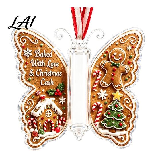Praktische Bargeldumschlag-Alternative 2 Stück Acryl Schmetterling Geldhalter Hängende Ornamente Dekorative Anhänger für Weihnachts-Feiertags-Ausstellungsbaum