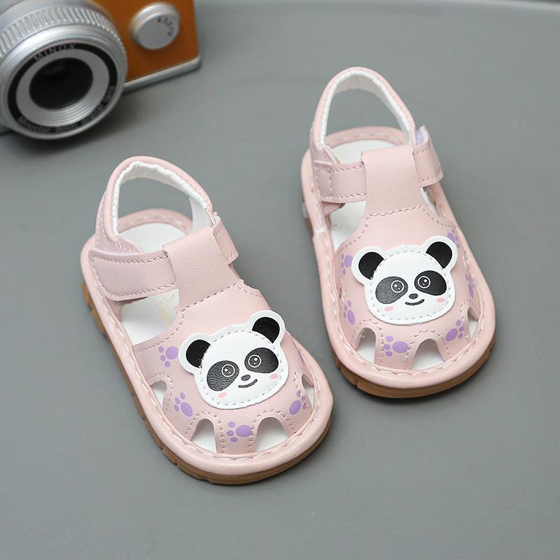 

Baby Walking Shoes Cute Panda Toddler Kids Beach Shoes Soft Sole 2025 Summer New Boys Girls Sandals Non-slip Fashion Size 16-20 16 розовый