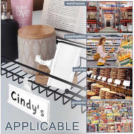 100 Pieces Plastic Wire Shelf Label Holders, Reble Price Label Holder with locks, Label Display Holder for Retail Supermarket Department Store(3'' x