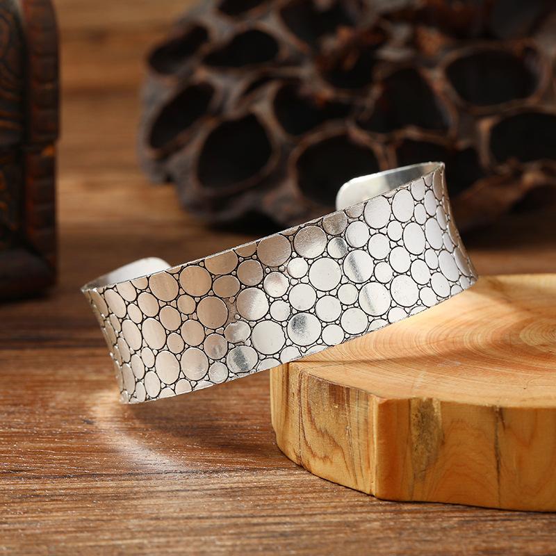 Retro metal wide version open bracelet personalized silver exotic bracelet women's medieval niche accessories
