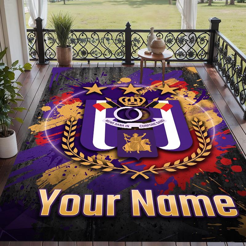 Custom Text Printed Rug Anderlecht FC Non Slip Floor Carpet For Home Room Decor