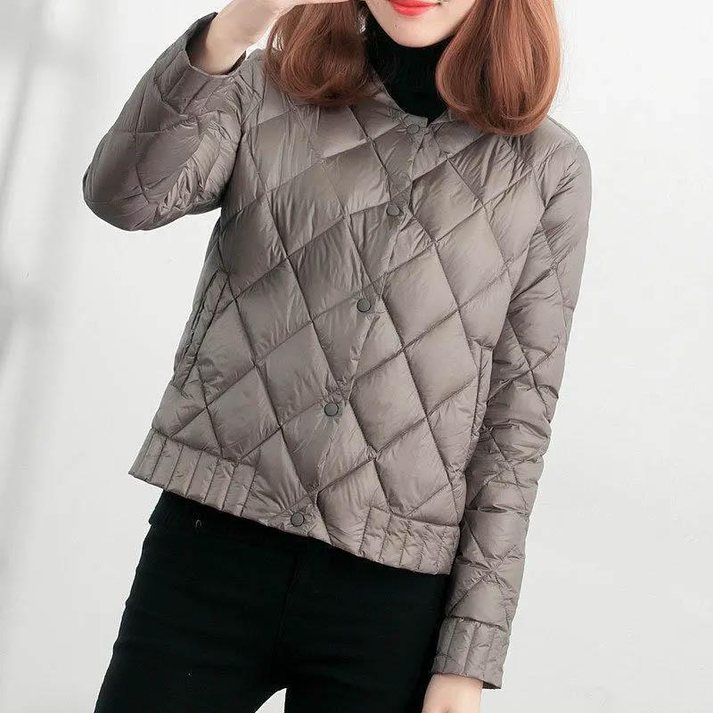 

Женская осенне-зимняя маленькая куртка на хлопковой подкладке, короткое легкое пуховое пальто, тонкая зимняя парка со стоячим воротником среднего возраста, верхняя одежда L