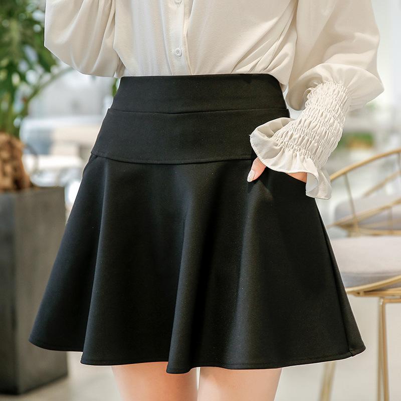 Women High Waist A‑Line Mini Skirt With Pockets Anti‑Chafing High Stretch Solid Color Swing Short Skirt For Spring Summer