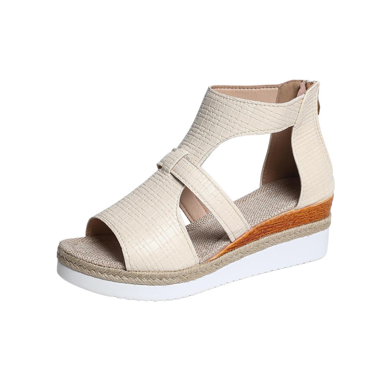 

Platform Fish-mouthed Shoes for Women, Mid-heel, Beach-style Flip-flops 43