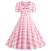 Women's clothing supply square neck short sleeve bow big pendulum polka dot's retro dress