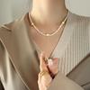 Korean Sweet Peach Heart & Pearl Titanium Necklace
