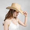European and American fashion casual conch chain hand-woven natural grass wide-brimmed cowboy hat outdoor travel sunshade straw hat