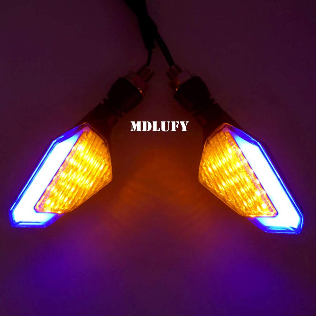 MDLUFY Motorrad-Blinker, 2 Farben, Universell einsetzbar, LED Sequenzieller Blinker, Fahrrad,