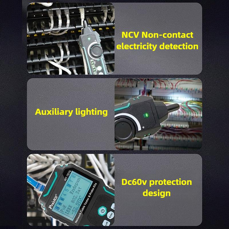 MT-7076 Network Cable Tester Portable Network Tester Line Finder POE Multi-functional Line Checker Household Powerful Tools