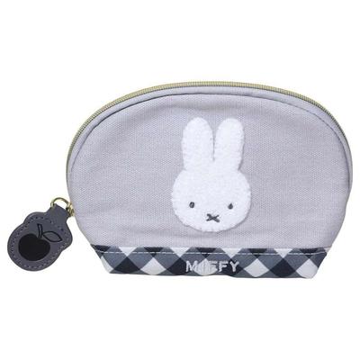 Marimo Craft Miffy Diagonal Check Series Tissue PouchCharacter Pouch, Small Item Holder, Cute Cosmetic Pouch, Gift, Gray, Approx. W145 X H105 X D35mm